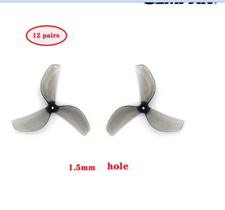 12Pairs Gemfan 45mm 2Blade / 3Blade PC Propeller T-Mount 1mm 1.5mm for FPV Freestyle Tinywhoop Drones DIY Parts