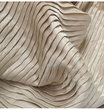 Customized High-end Glitter Pleated Fabric Pleated Textured Fabric Embossed Dress Runway Designer Clothing Fabrics