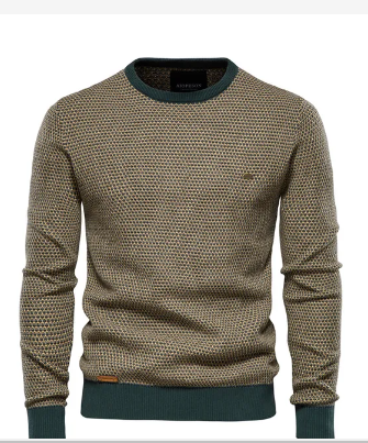 AIOPESON Cotton Spliced Pullovers Sweater Men Casual Warm O-neck Quality Mens Knitted Sweater Winter Fashion Sweaters for Men