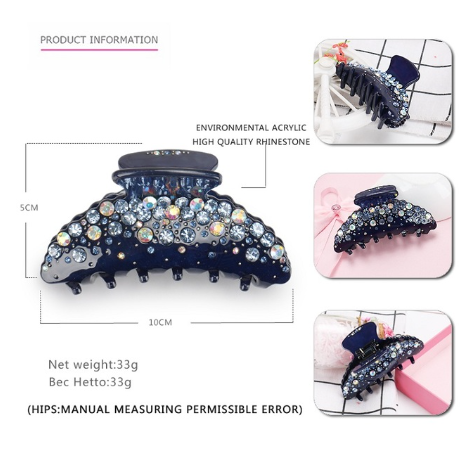 High Quality Austria Rhinestone Hair Accessories Acrylic Hair Claw Clips Refinement Crystal Hair Claw