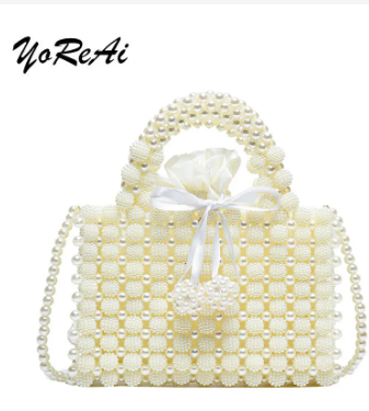 YoReAi Women Pearl Handmade Bag Beaded Totes Evening Bags Clutch Wallet Magic Handbags Ladies Wedding Bridal Handbag Party Purse