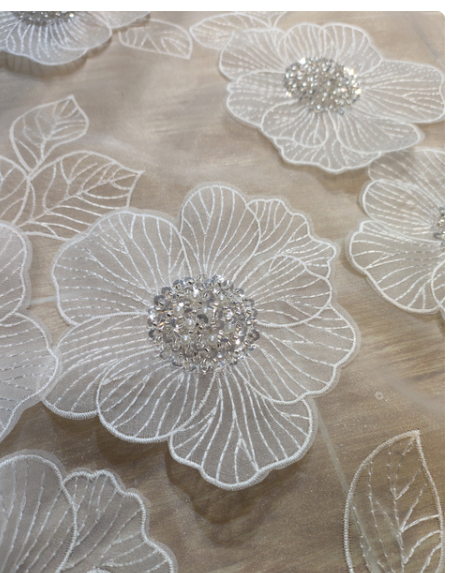 2023 New French Fashion Exquisite Handmade White High-Grade Three-Dimensional Flower Wedding Dresses Beads And Sequins Net Lace