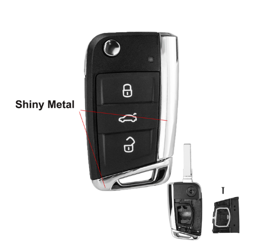 OkeyTech Folding Flip Remote Car Key Shell Case 3 Buttons For Volkswagen For VW Golf 7 GTI MK7 Skoda Octavia A7 Seat Metal Edge