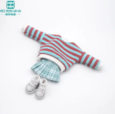 Blyth Clothes Azone OB22 OB24 Doll Accessories Fashion Short T Black White Jeans Plaid Pants Toy Gift