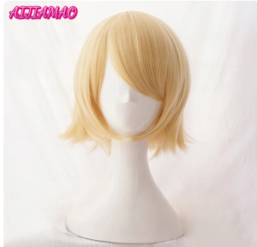 Rin Len Short Blond Heat Resistant Synthetic Hair Anime Cosplay Wigs + Track Code + Free Wig Cap