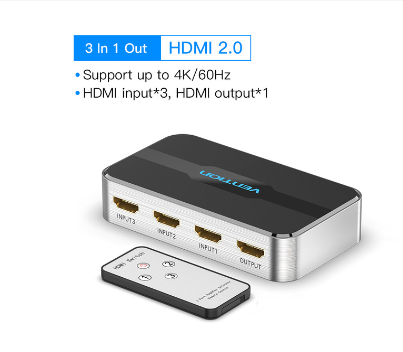 Vention HDMI 2.0 Switcher 3 in 1 out 4K/60Hz 3x1/5x1 HDMI Splitter for XBOX 360 PS4 Smart Box 5 in 1 out HDMI 2.0 Switch Adapter