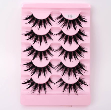 NEW 5Pairs Natural 3D Dramatic Fairy Clusters Manga Lashes Fake Eyelashes Wet Look Cosplay Lashes