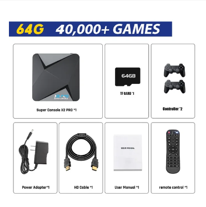 Super Console X2 Pro Built-in 50,000+ Classic Games,Retro Video Game Consoles Compatible with Android TV 9.0&Emuelec 4.5