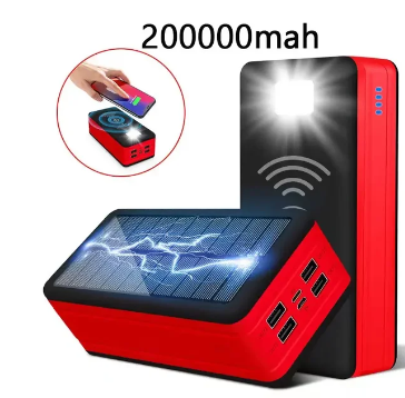 Solar Power Bank 200000mAh Solar Charging Mobile Phone Wireless Charging Large Capacity Battery External Battery Fast Charging