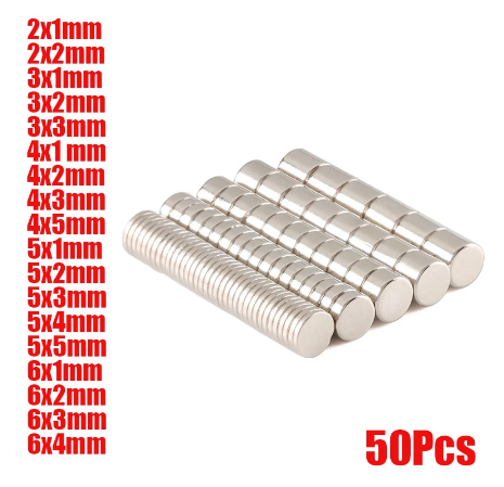 50Pcs/let Thick Super Strong Magnets NdFeB Neodymium Thin Small Disc Magnet Permanent N35 Dia 1/2/3/4/5/6mm