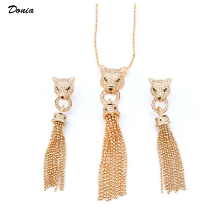 Donia jewelry European and American luxury animal tassel earrings fashion Joker Leopard Necklace Women's Jewelry Set