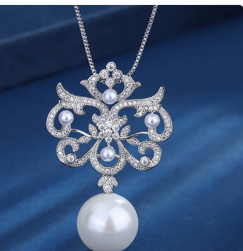 2023 New Luxury 16mm White Big Pearl Pendant Necklace for Women High Carbon Diamonds Party Fine Jewelry Female Anniversary Gifts