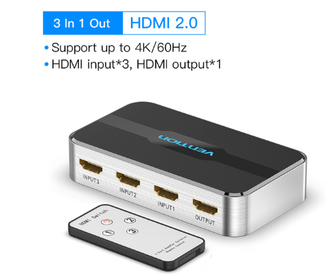 Vention HDMI 2.0 Switcher 3 in 1 out 4K/60Hz 3x1/5x1 HDMI Splitter for XBOX 360 PS4 Smart Box 5 in 1 out HDMI 2.0 Switch Adapter