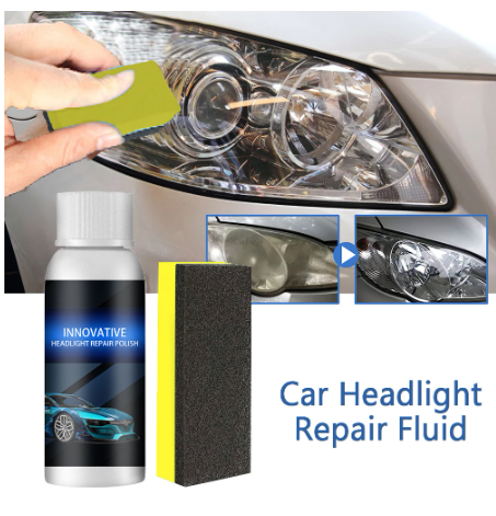 20ml Car Headlight Innovative Repair Fluid Headlamp Plating Refurbishment Polishing Agent with Sponge Tool Maintenance Supplies