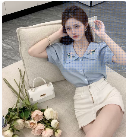 Summer high-end doll collar white shirt women's design sense niche chic net red gentle wind puff sleeve top