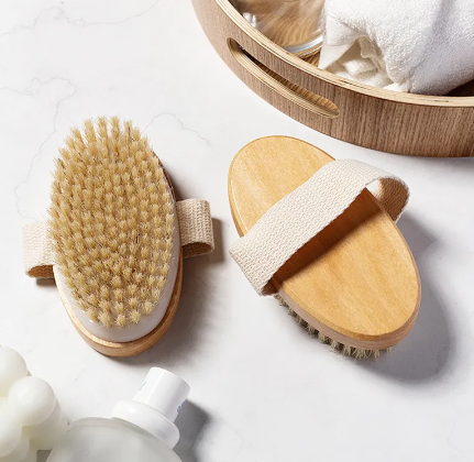 Natural Bristle Brush Soft Wet Dry Skin Body SPA Brush Bath Massager Home