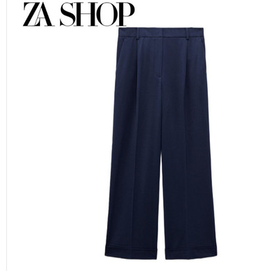 ZA spring new short double-breasted suit jacket high waist rolled trousers trousers 7102022 7102122