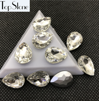 TopStone All Sizes Colors Teardrop Glass Crystal Fancy Stone Pointed Back Rhinestone Droplet for Jewelry Making