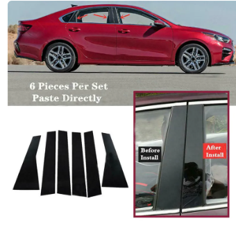 6Pcs Door Window Pillar Post Trim Molding Cover for Kia Forte Sedan Hatcback Cerato K3 2019 2020 2021 2022 2023 Car Stickers