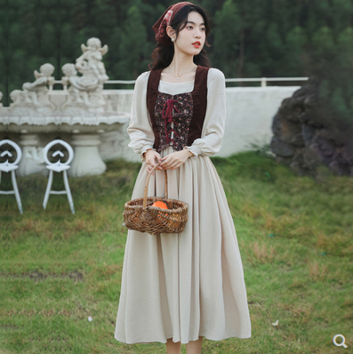 French pastoral style photo suit retro Mori style layered dress niche design sense palace Lolita dress