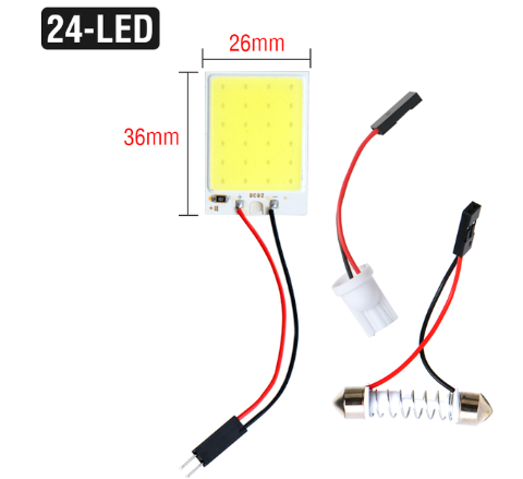 50Pcs LED Panel Light T10 W5W Cob Car Festoon Adapters C5W 18 24 36 48 SMD Bulb Auto Interior Reading Dome Lamp 28-42mm White