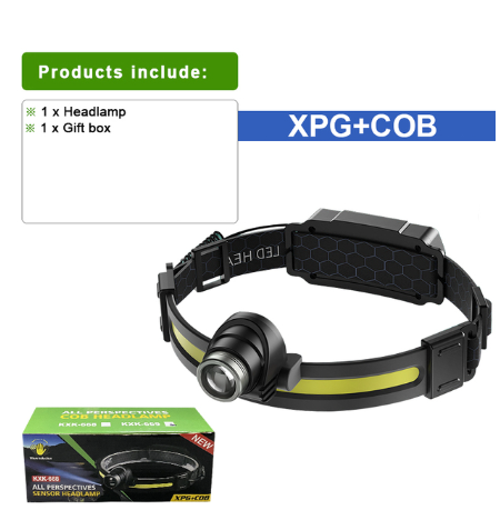 100000 Lumens Led Headlamp 7Modes XPG+COB Sensor Headlight Head Torch Flashlight Built in Battery Head Lamp For Fishing Hunting