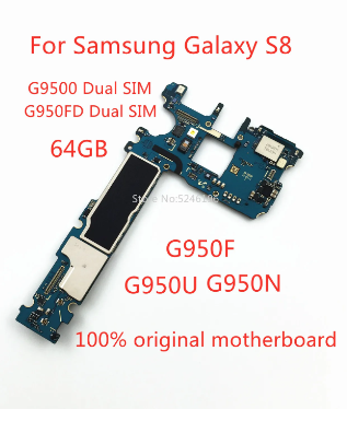 1pcs For Samsung Galaxy S8 G950FD G950F G950U G950N G9500 64GB 100% Original Unlocked Motherboard Replace Part