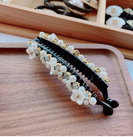 Handmade Paint Imitate Pearl Hair Clip Banana pin Korea Ladies Sweet grip Flower Grip For Women Girls Headdress New