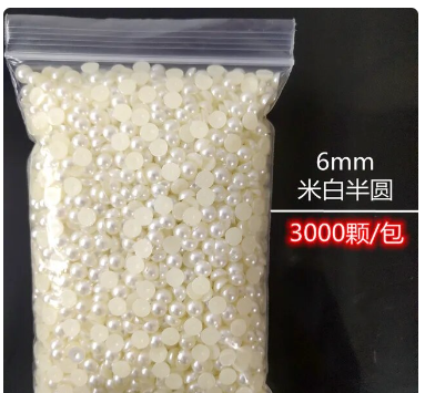 Wholesale 1 Pack 3000-10000PCS 1.5MM-6MM White Beige Flatback Semi Ball Pearls Nail Art Rhinestones Jewelry Manicure Charms