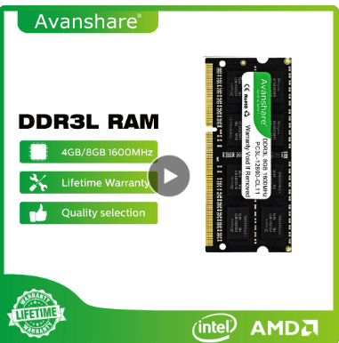 Avanshare Ram Memory DDR3 DDR3L DDR4 Sodimm 4GB 8GB 16GB 1333MHz 1600MHz 2400MHz 2666MHz 3200MHz PC4 PC3L PC3 Laptop Computer