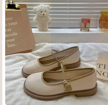 ITIM French fairy style warm soft bottom Mary Jane flat shoes 2022 summer new round toe small leather shoes scoop shoes