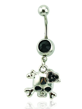 Grunge Accessories Skull Belly Button Rings Punk Charms Crystal Skeleton Body Piercing Jewelry Goth Korean Fashion Jewelry