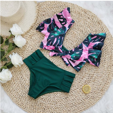 2022 New Sexy Brazilian Bikini Set Female Ruffle Swimwear Women Print Floral Push Up Swimsuit Bathing Suit Biquini Beachwear