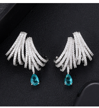 GODKI Luxury DOUBLE CLAWS STUD Earrings for Women Wedding Trendy Cubic Zircon Indian Party Jewelry GIFT