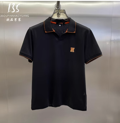 European fashion popular youth short-sleeved Polo shirt men 2023 summer new letter print Korean version of the slim t-shirt