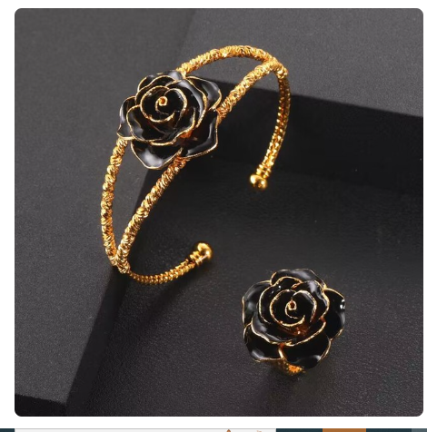 Janekelly Luxury Unique African Bangle Bracelet Ring Set For Women Wedding Cubic Zircon Crystal CZ Dubai Bridal Jewelry Set