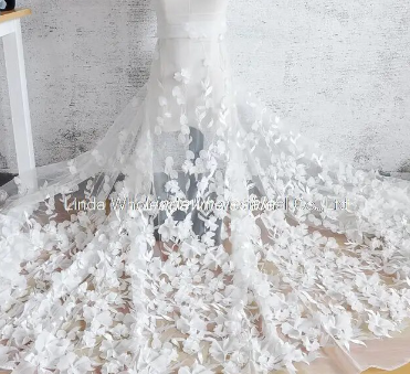 Lace Chiffon flower fabric,net yarn 3D Lace wedding dress fabric, Embroidered skirt material,sewing accessories
