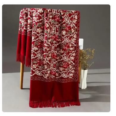 Pashmina Women Shawls Embroidery Flower Wrap Chal Soft Imitation Cashmere Mujer Bufanda Scarf Tassels Muffler Poncho Cape