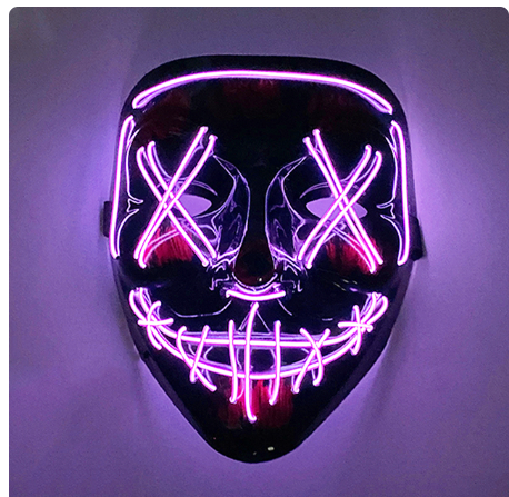 New Design Wireless Type Halloween LED Purge Mask Convenient Headwear Party Mask Neon Light Flashing For Carnival Halloween