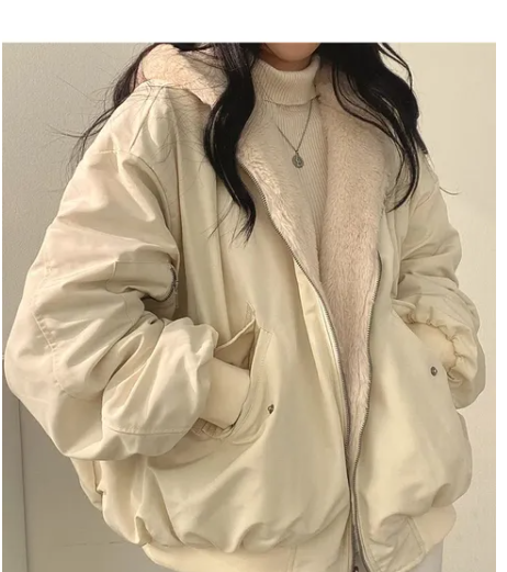 Winter Thicken Warm Parkas Women Oversized Kawaii Double Sided Hooded Coat Ladies Korean Fashion Casual Loose Zip Up Jackets