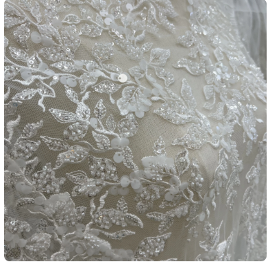 New Exquisite Sequin Bead Embroidery Lace Fabric Suitable For High-Grade Wedding Dress. Women's Dresses Customized