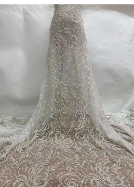 French high-end exquisite sequin sequins lace embroidered mesh, high-end retro fashion wedding dress, good quality and low price