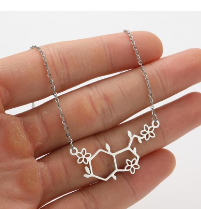 2022Now necklace Serotonin Molecule Pendant Necklace Geometric Chemistry Choker Gift For Women collier Stainless Steel Jewelry