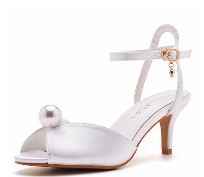 Crystal Queen Banquet Dress Sandal White Silk Pearl Lady Wedding Shoes Women Stiletto Open Toe 6CM High Heels