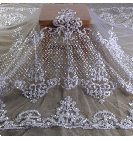 Hot selling Pure white heavy beading lace fabric,black,ivory pearls beads lace,Gold gown lace fabric, 1 yard