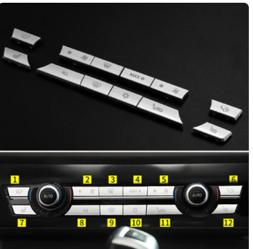 12pcs Car Center Air AC Control Button Cover Trim For BMW 5 6 7 F10 F07 F01 F06 F12 520i/523i/528i/528i XDrive/530i/535i/535i