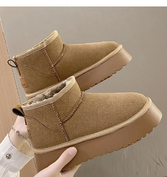 Winter Women Short Plush Warm Snow Boots Casual Shoes 2022 New Suede Fur Chelsea Ankle Boots Flats Platform Ladies Shoes Botas