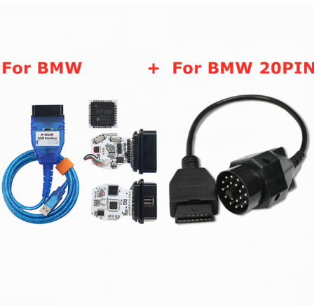 Full Chips For BMW K+DCAN K+CAN K-Line With Switch FTDI FT232RL OBDII Diagnostic Interface 20pin Cable For BMW Scanner