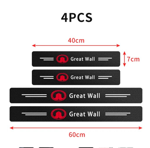 4PCS Car Door Sill Protector Stickers For Great Wall Poer Tank 500 Voleex C10 C30 C50 Wingle 5 Haval Hover H3 H5 GWM UTE Steed