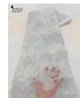 Laser Africa Fashion Fabric Top Quality Handmade Embroidery Beads Net Lace Sequins For Wedding Or Evening Dress 2023